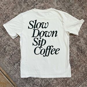 Boutique Vancouver Coffee Shop Branded Graphic White Tee S 100% Organic Cotton